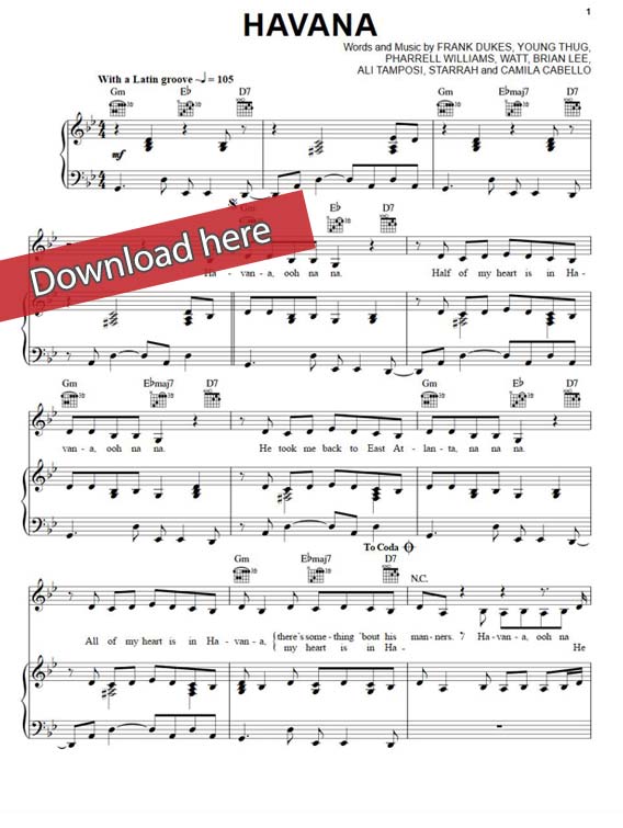 Camila Cabello Havana Sheet Music