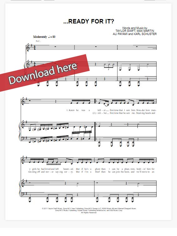 taylor swift, ready for it, sheet music, piano notes, chords, download, klavier noten, pdf, compose, transpose