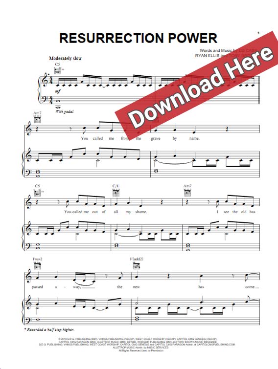 christ tomlin, resurrection power, sheet music, piano notes, chords, download, klavier noten, keyboard, tabs, composition, transpose