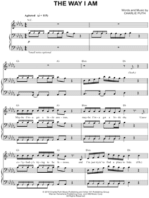 charlie puth, the way i am, sheet music, piano chords, keyboard, klaviernoten, composition, transpose