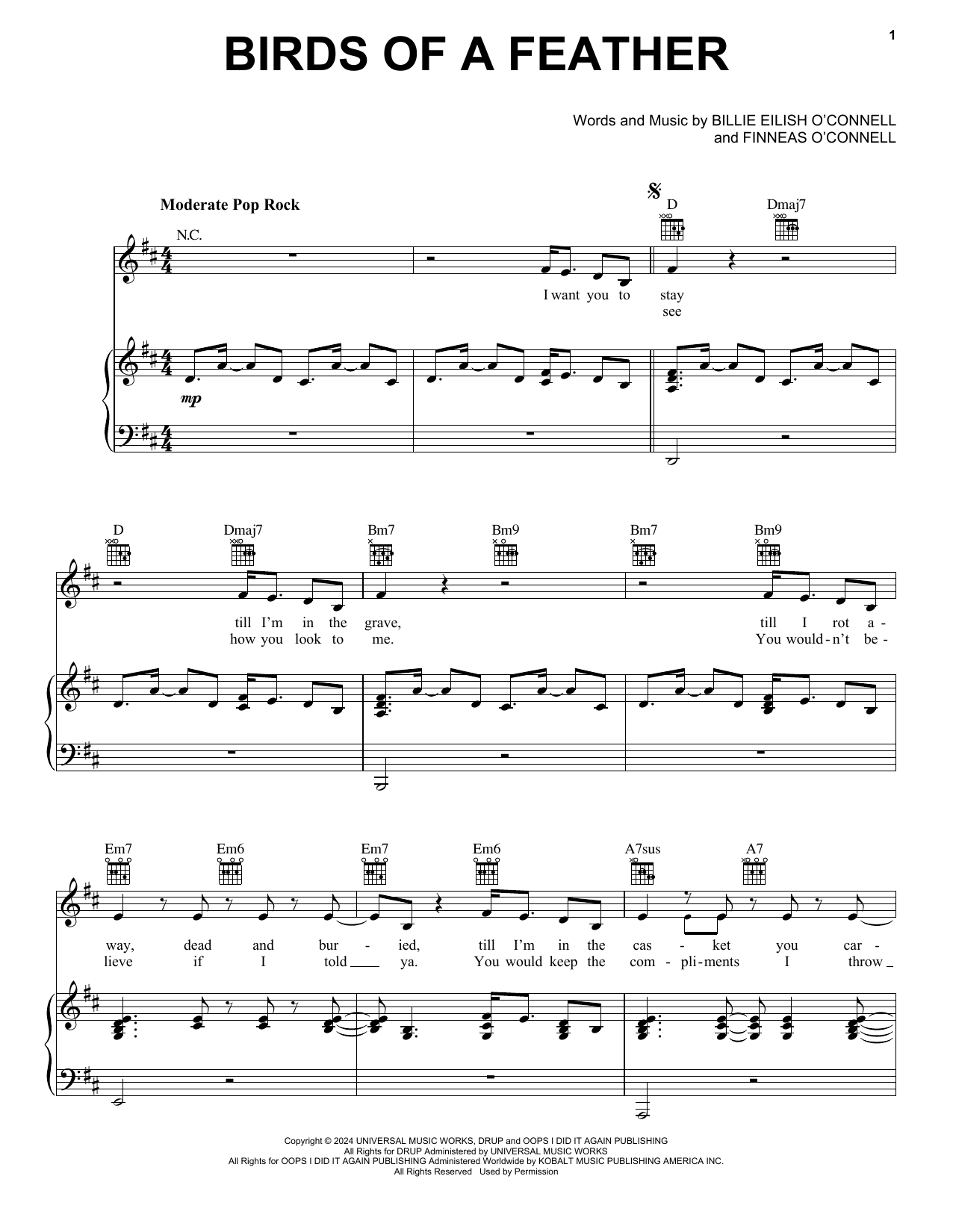 download billie eilish birds of a feather sheet music