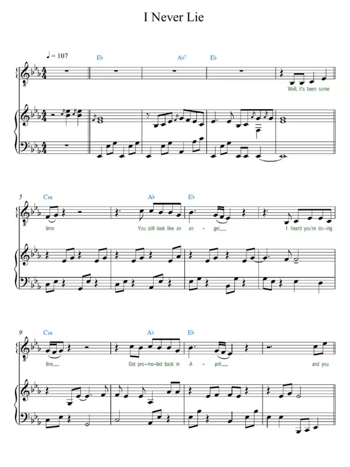 Download I Never Lie Sheet Music for Piano by Zach Top